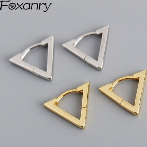 FOXANRY Prevent Allergy 925 Sterling Silver Stud Earrings Minimalist Accessories New Triangle Ear Buckle Party Jewelry for Women
