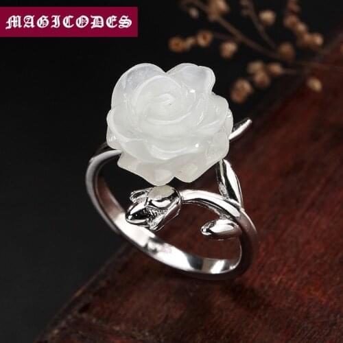 2019 Custom Bohemian finger Adjustable Ring 100% 925 Sterling Silver Jewelry Women Mosaic jade Statement Wedding Toe Ring R22