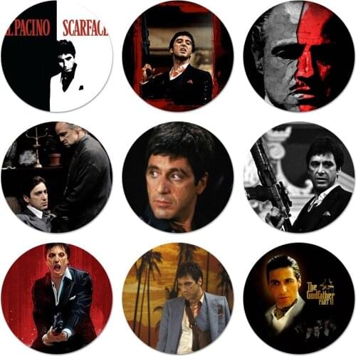 Scar face Godfather Man geometric Icons Pins Badge Decoration Brooches Metal Badges For Clothes Backpack Decoration