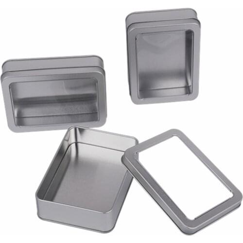 Star Packaging Custom Rectangular Black Glossy Color with PVC Window Tin Box