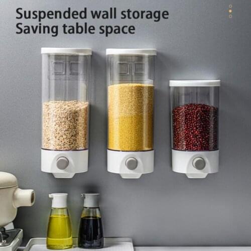1.5/1L Wall-mounted Kitchen Sealed Jar Transparent Food Storage Container Press-out Multigrain Snacks With Lid Food Storage Tank