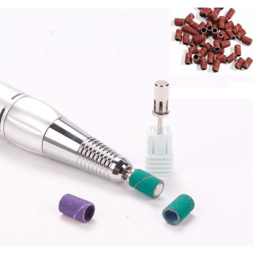 100Pcs/Pack 80# 120# 180# Nail Art Sanding Bands Gel Polish Remover Tool Accessory for Electric Nail Machine Nail Drill Bits