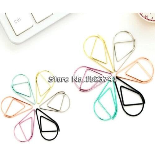 1000pcs Gold Silver Black Golden Purple Green Raindrop shape Metal Simple Bookmarks Photo Folder Beautiful Bookmarks Paper clip