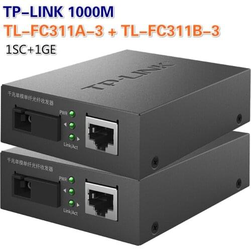 1000M 1SC+1GE TP-LINK TL-FC311A-3 + TL-FC311B-3 fiber transceiver SM single-fiber SC interface fiber optic media converter