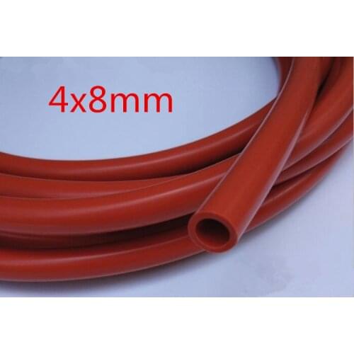 4mm ID 8mm OD 4x8 Red silicone tube silicone hose silica gel flexible pipe High temperature resistant silicon rubber tubing