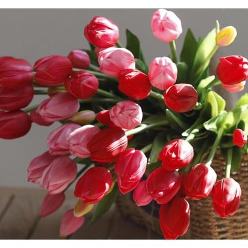 5Pcs cloth Tulip Artificial Flower Real Touch Artificial Bouquet Fake Flower for Wedding Decoration Flowers Home Party Decor