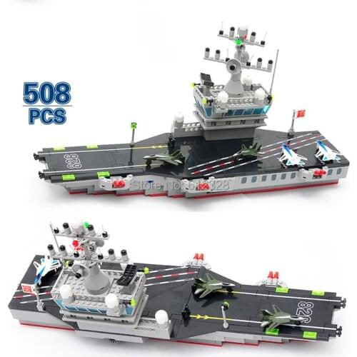 508 Pieces Children Kids Military Toy Educational Building Blocks Bricks Aircraft Carrier
