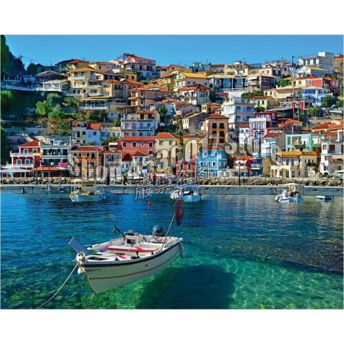 DIY Diamond Painting Greece City Landscape Rivers Cross Stitch Needlework Rhinestone Mosaic 5D Diamond Embroidery Home Decor