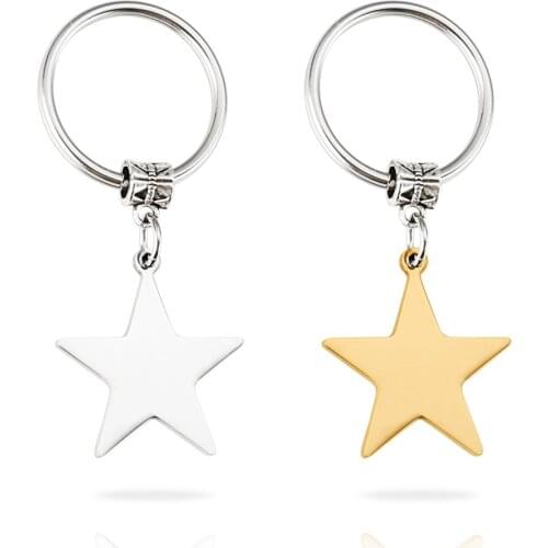 Personalised Stainless Steel Star Keychain Custom Engraved Pentagram Key Chain Pendant Lettering Record Keyring Jewelry Gifts