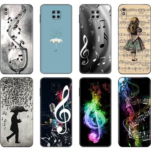 Black tpu Case For Xiaomi Redmi 7A 8 8A 9 9A 9C Case Redmi Note 8T 8 Pro T Note 9 9S 9 Pro Musical Notes Violin Classical Music