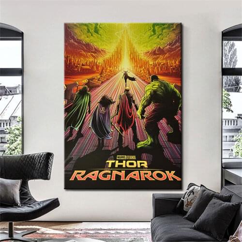 Thor Ragnarok Marvel Superhero Alternative Artwork Retro Cover Movie Poster Prints Canvas Painting For Living Room Home Decor