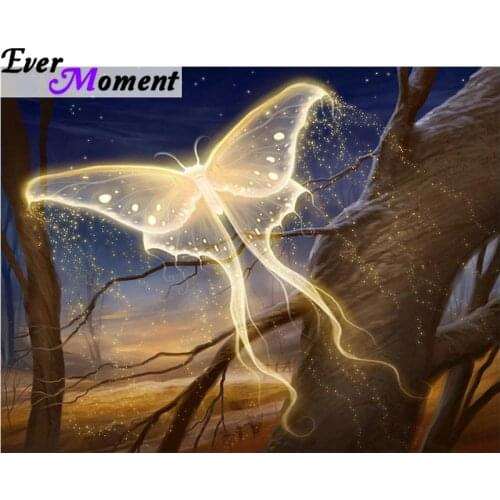 Ever Moment New Diamond Painting Kit Butterfly in Night Forest Mazayka 5D Square Diamond Drills Painting Fantasy Craft ASF1001