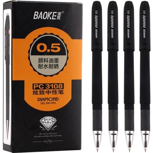 12 Baoke PC3108 Gel Pen 0.5mm Diamond Head Signature Pen Office Supplies Student Writing Signajavascript:ture School Utensils