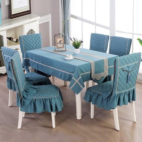 Living Room Chinese Style Coffee Table Tablecloth Fabric Rectangular Tablecloth Chair Cover Dining Chair Pad Set Household
