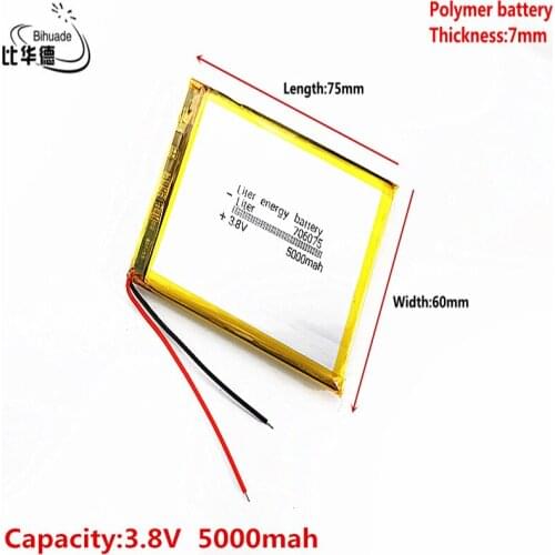 Good Qulity 3.8V,5000mAH 706075 Liter energy battery Polymer lithium ion / Li-ion battery for tablet pc BANK,GPS,mp3,mp4