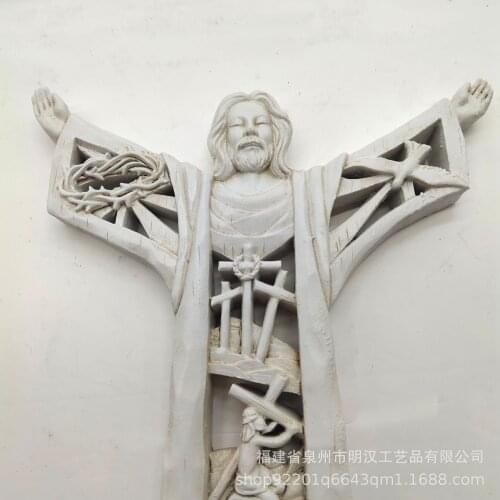Christian Jesus Resin Ornaments Jesus Religious Cross Ornaments Home Wall Hangingdecoration Christmas Decorations
