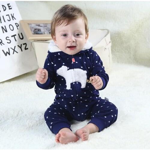 Newborn Infant Baby Girls Boys Romper 2020 Spring Fall Baby Jumpsuit Cartoon Micro-Fleece Costumes Warm New born Baby Clothes