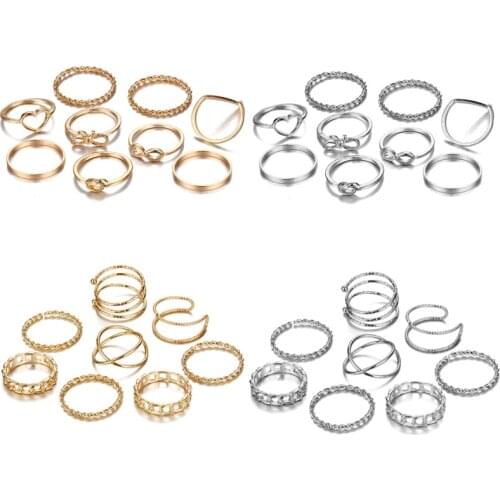IFMIA Boho Gold Sliver Rings Set For Women Vintage Heart Bow Twist Finger Ring 2019 Knuckle Female Fashion Jewelry Wedding Gifts
