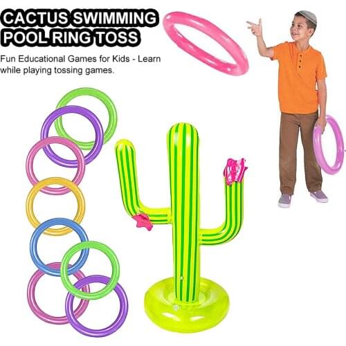 Cactus Water Park Swimming Pool Ring Toss Games Inflatable Pool Toys With 4 Ring Collar Inflatable Swimming Puzzle Toys