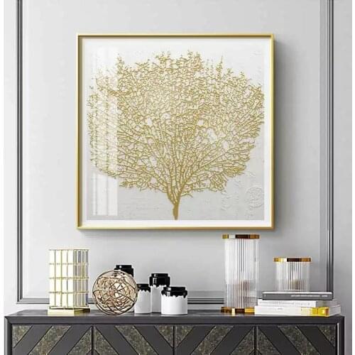 Wall Decorative Painting Posters and Prints Wall Art Canvas Painting Abstract Golden Tree Pictures for Living Room No Frame