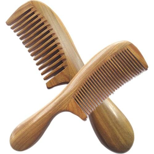 New Handicraft Wooden Round Handle Sandal Hair Combs Natural Sandalwood Fine Comb Anti-Static Care SK88