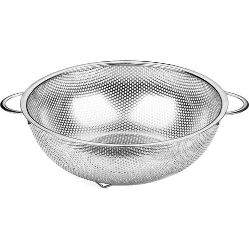 Stainless Steel Micro-Perforated Colander Kitchen Strainer Sieve with Handle -Pasta, Rice, Fruit, Vegetable Drainer