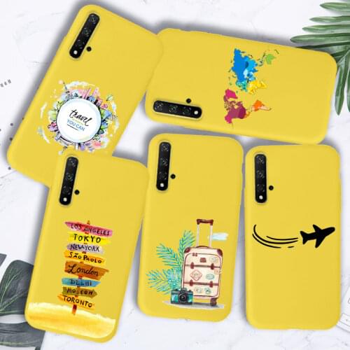 Travel Map Case For Huawei Y6S Y9S Y6 Y9 2019 Honor 8A Prime Pro 2020 Honor 9A 9C 9S 9X 20S V30 20 10 Lite Case Cover Silicone