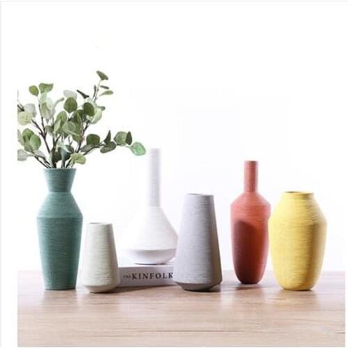Nordic brushed ceramic vase, dried flower arrangement, home living room office dining table decoration crafts