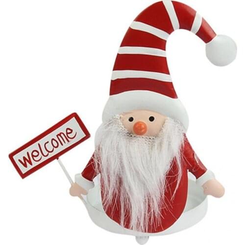 Visual Effect Unique Christmas Style Santa Claus Shape Candle Holder Wrought Iron Candlestick Eye-catching for Decoration