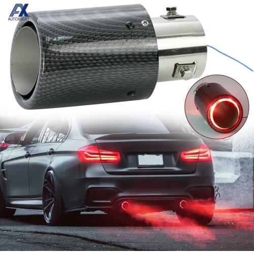 Universal Car Modified 35-63mm Exhaust Muffler Tip Tail Pipe Carbon Fiber Red LED Flaming Luminous Chrome Silencer Turbo Sport