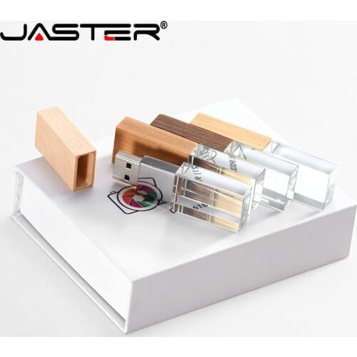 Wooden Crystal USB2.0 Flash Drive 4G 8G 16G 32G 64GB 128G Custom LOGO Pen Drives Colour Print Memory Stick Real Capacity U Disk