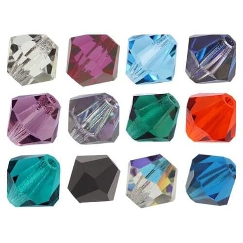 Ht45ity 1500Pcs Bicone Faceted loose Glass Beads 4mm Black White AB Clear Colored Mixed For Jewelry Making Spacer crystal