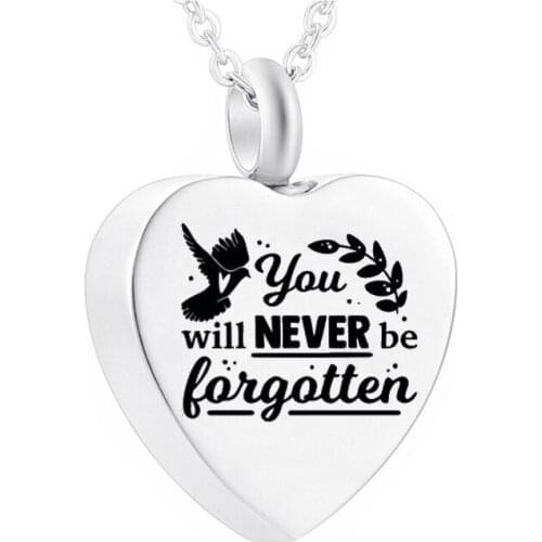 Cremation Jewelry Heart Pendant Pet Mini Cremation Stainless Steel Urn Necklace Swan Leaf Ash Memorial