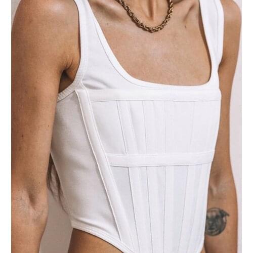 Women Crop Corset Top Vest+Asymmetrical Camis