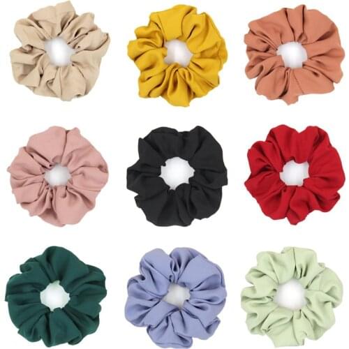 Furling Girl 1PC Solid Color Polyester Hair Scrunchies Ponytail Holder Hair ties Gum Elastic Hair Bands Headbands