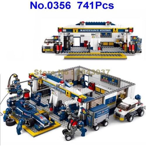 Sluban 0356 741pcs Racing Car Repair Station Building Block 7 Toy