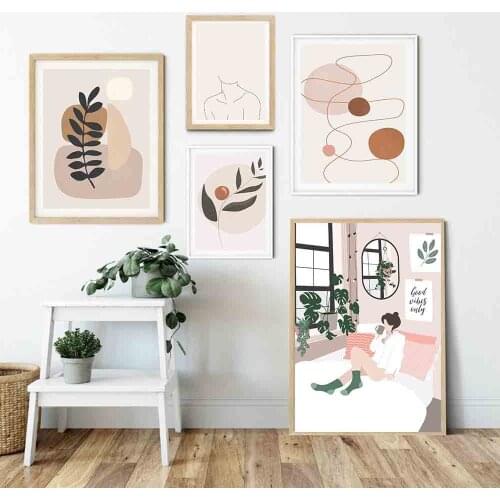 Abstract Fashion Vintage Girl Wall Art Canvas Painting Line Woman Posters and Prints Wall Pictures for Living Room Home Decor