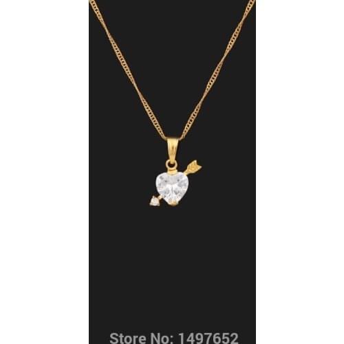 Adixyn Classic Stone mandrel Pendant Gold Color white stone lovely Pendant Necklace gift for girls free shipping