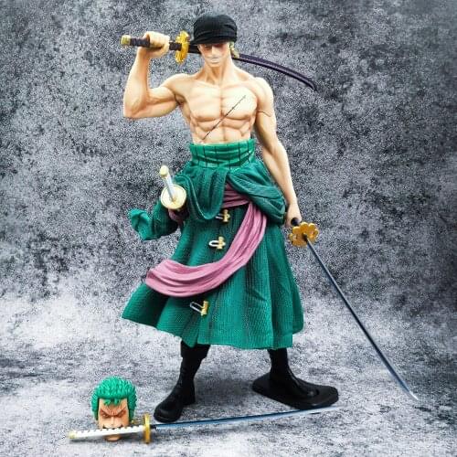 33cm Anime Onepiece Figma Ronoa Zoro Carry Three Katana Ghost Standing Posture Pvc Action Figure Collection Model Gift Gk