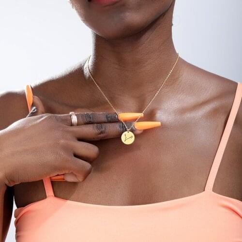 Astrology Zodiac Necklace libra virgo scorpio sagittarius capricorn pisces Stainless steel Constellation Pendant Womens Jewelry