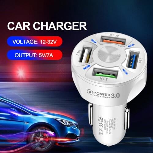 Car Mobile Phone Charger 4 Ports USB Charger Fast Charging QC 3.0 Car Charger 12V/24V Charger For IPhone Xiaomi Android Tablet
