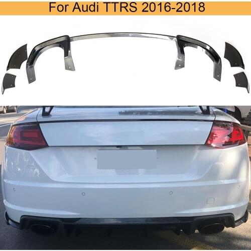 Carbon Fiber Car Rear Bumper Diffuser Lip Spoiler for Audi TTRS 2016 2017 2018 Rear Bumper Diffuser Lip Spoiler Splitters Guard