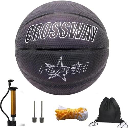 Glowing Reflective Basketball Soft Professional Luminous Reflective Night Colorful Basketball School Training Ball for Boys Tee