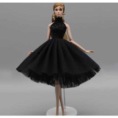 Black High Neck Ballet Dress For Barbie Doll Outfits 1/6 Dolls Accessories Dancing Clothes 4-layer Skirt Party Gown Toy