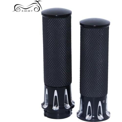 Pair 1" 25mm Black Motorcycle Parts CNC Edge Handlebar Hand grips For Sportster 883 Dyna Softail Touring
