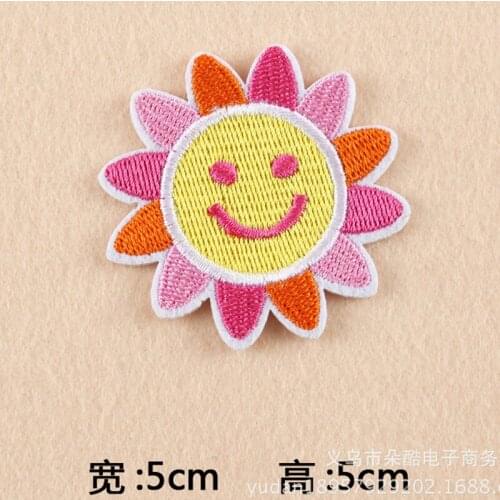 Cartoon Iron on Colorful Sun Flower Novelty Embroidered Clothes Patch For Clothing Girls Boys