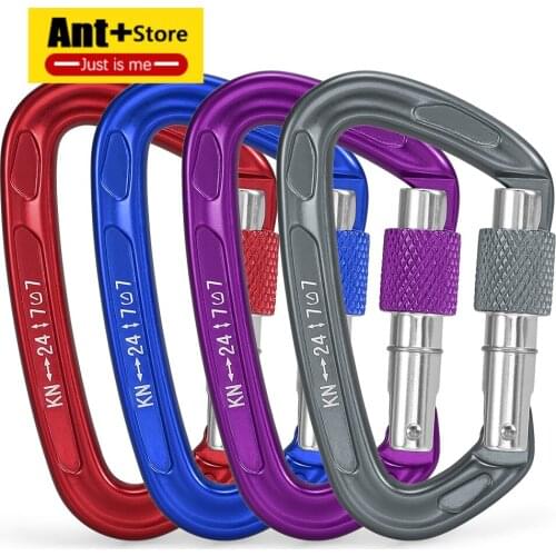 24KN Screw Carabiner Heavy Duty Camping Locking Clips Fishing Climbing Carabiner D-shape Climbing Equipment for Climbing Hiking