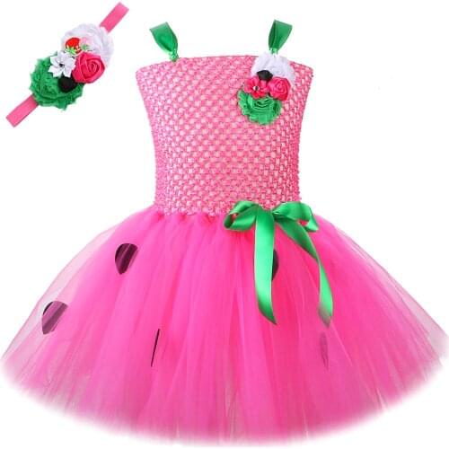Baby Girl Strawberry Tutu Dress for Kids Fruit Birthday Party Outfit Girls Christmas Halloween Costumes Hot Pink Tulle Dresses