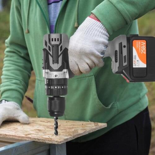 Home Cordless Electric Drill Driver 21V 6.0A Batteries Max Torque 200N.m Variable Speed Impact Hammer Drill Electric Screwdriver