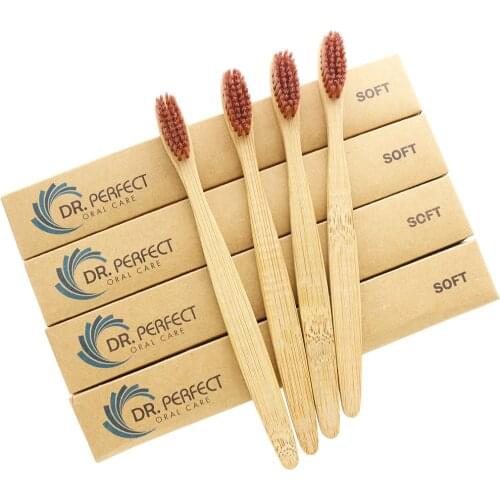 DR.PERFECT DR.PERFECT 100 Pieces/ lot dental Care Soft Bristle Eco friendly wooden Bamboo Toothbrush tongue scraper